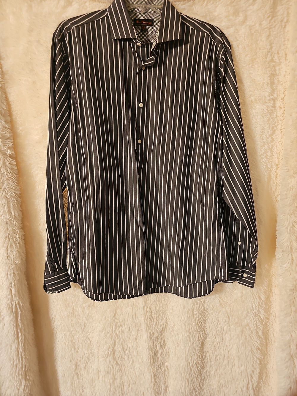 Men's Ben Sherman Black Pinstripe Dress Shirt - Classic Long Sleeve